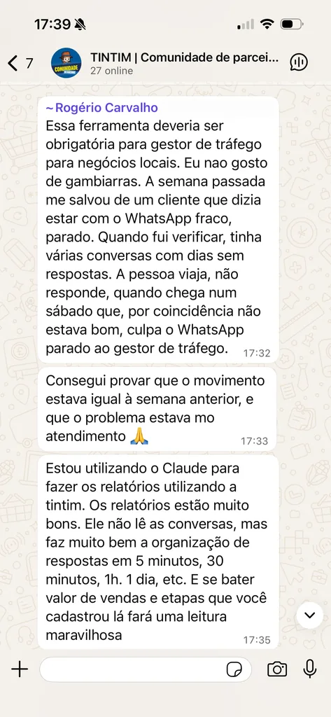 Print de mensagem de Rogério Carvalho: Provou que o problema era o atendimento